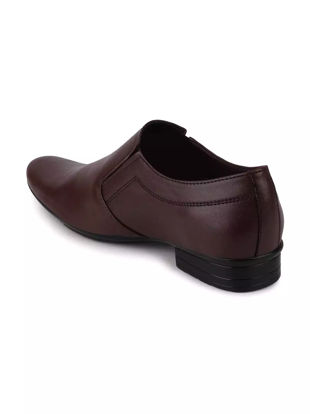 Men Brown Formal Leather Slip-On Shoes