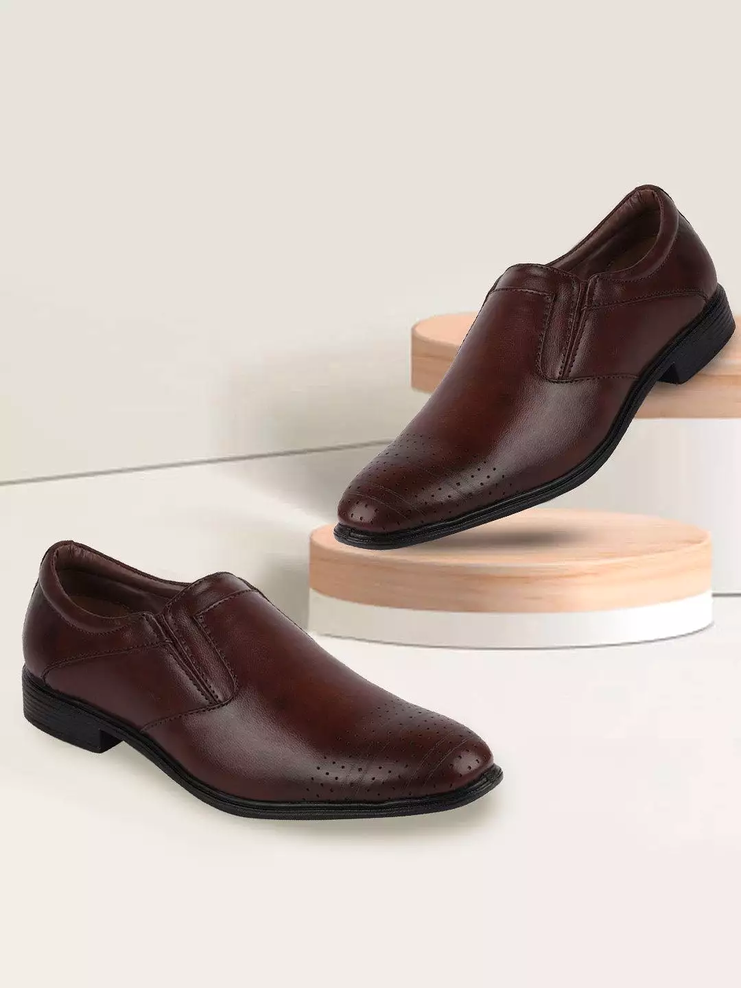 Men Brown Formal Slip-On Shoes