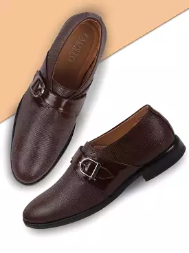 Men Brown Monk Single Strap Party Wear Shoes