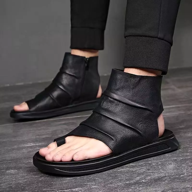 Men High Top Leather Sandals 