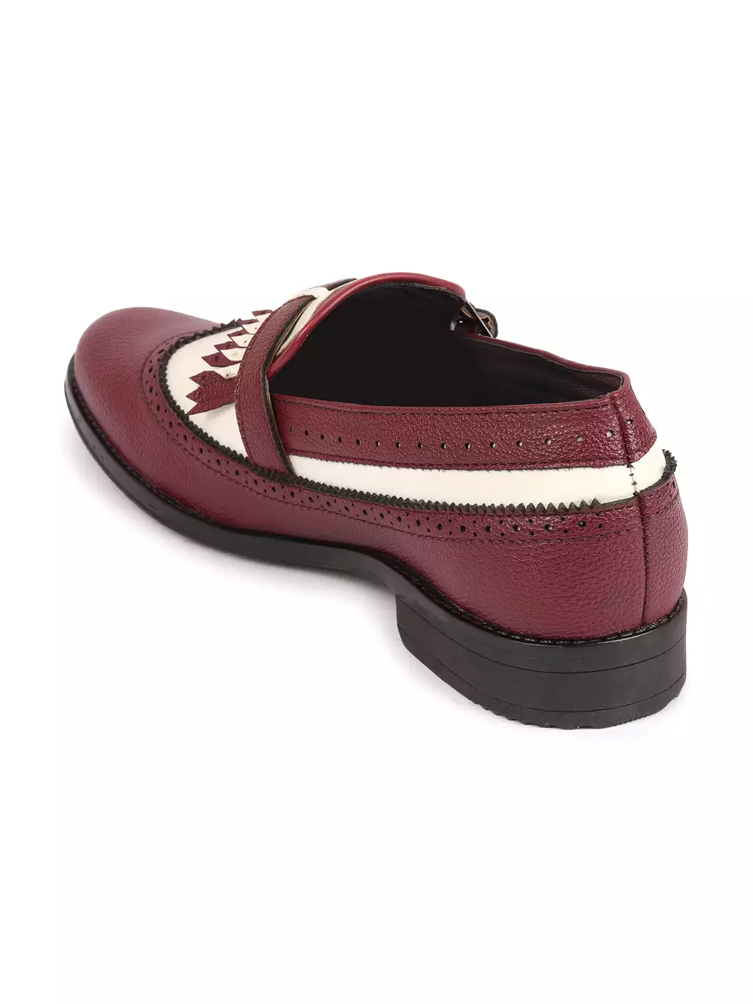 Men Party Cherry Single Strap Monk Slip On Shoes