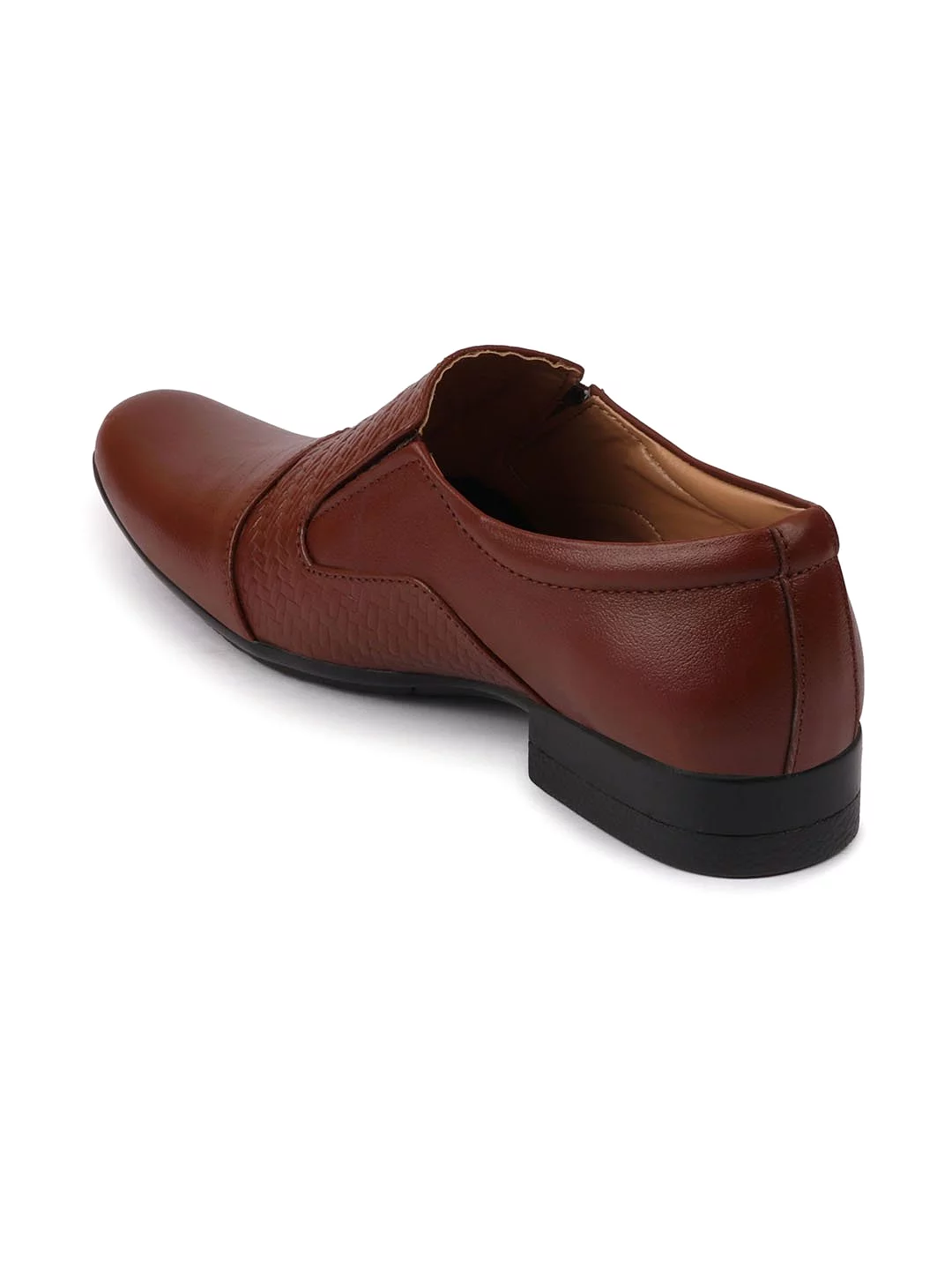 Men Tan Formal Leather Slip On Shoes