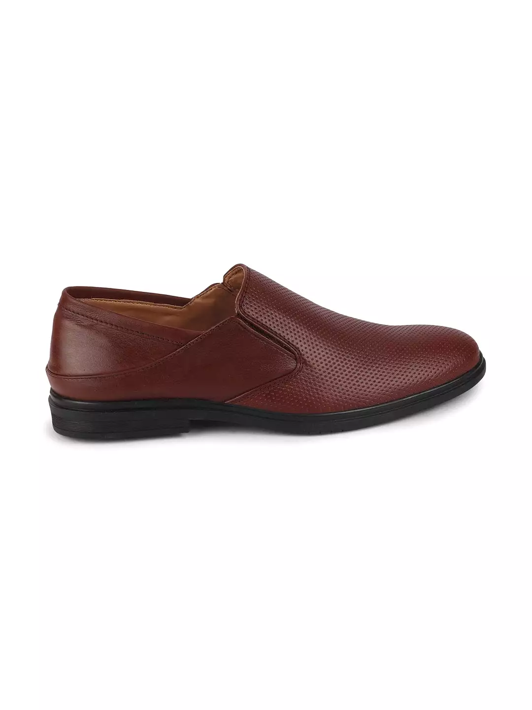 Men Tan Formal Leather Slip-On Shoes