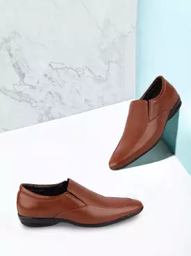 Men Tan Formal Slip-On Shoes