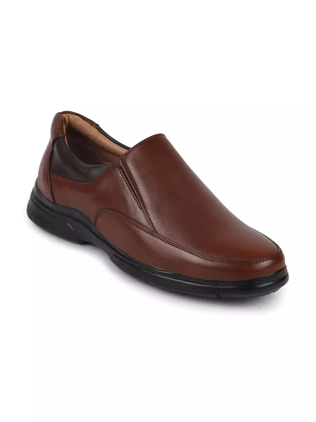 Men Tan Thermal Formal Slip On Shoes