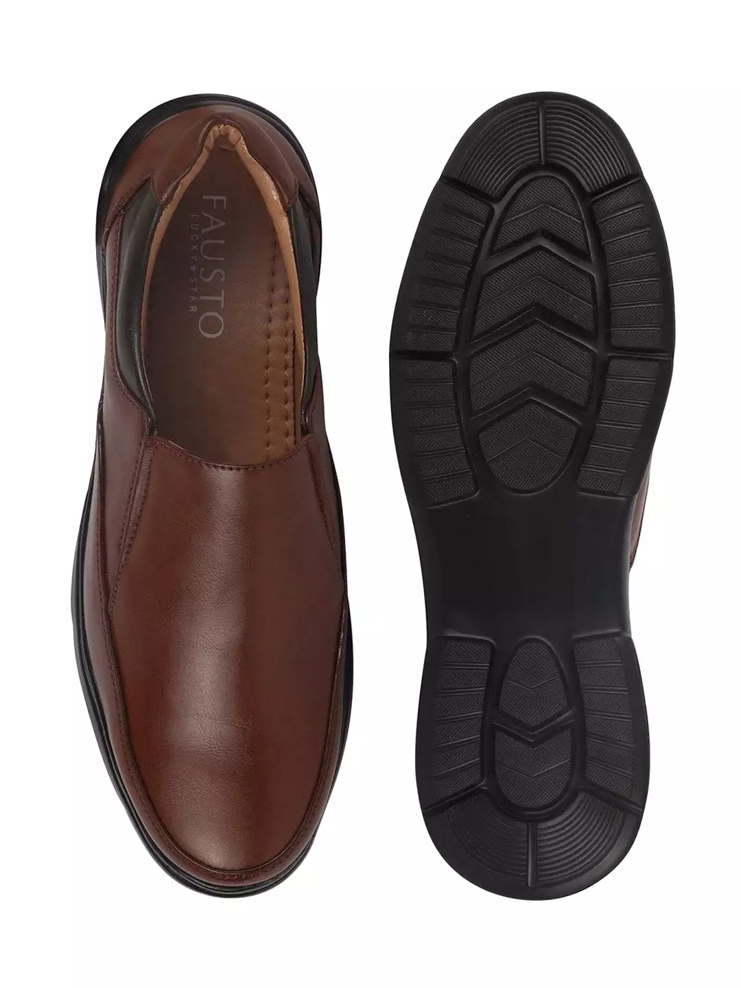 Men Tan Thermal Formal Slip On Shoes