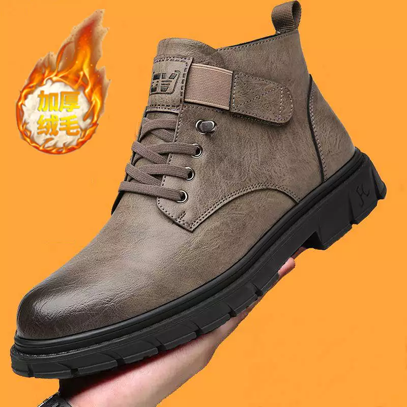 Men's leather genuine leather high-top boots