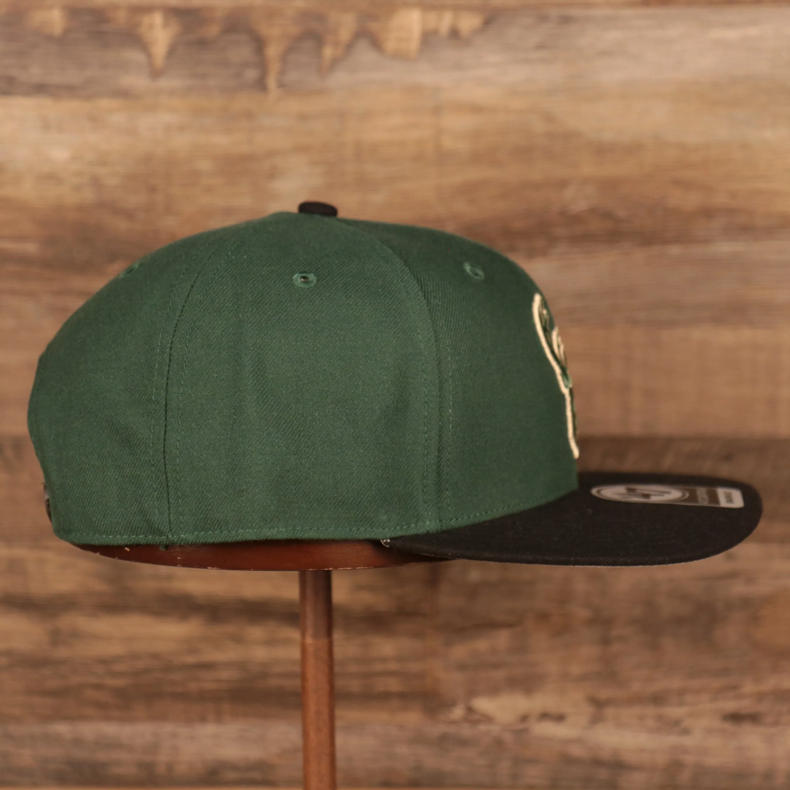 Milwaukee Bucks Dark Green and Black Adjustable Grey Bottom Snapback Hat