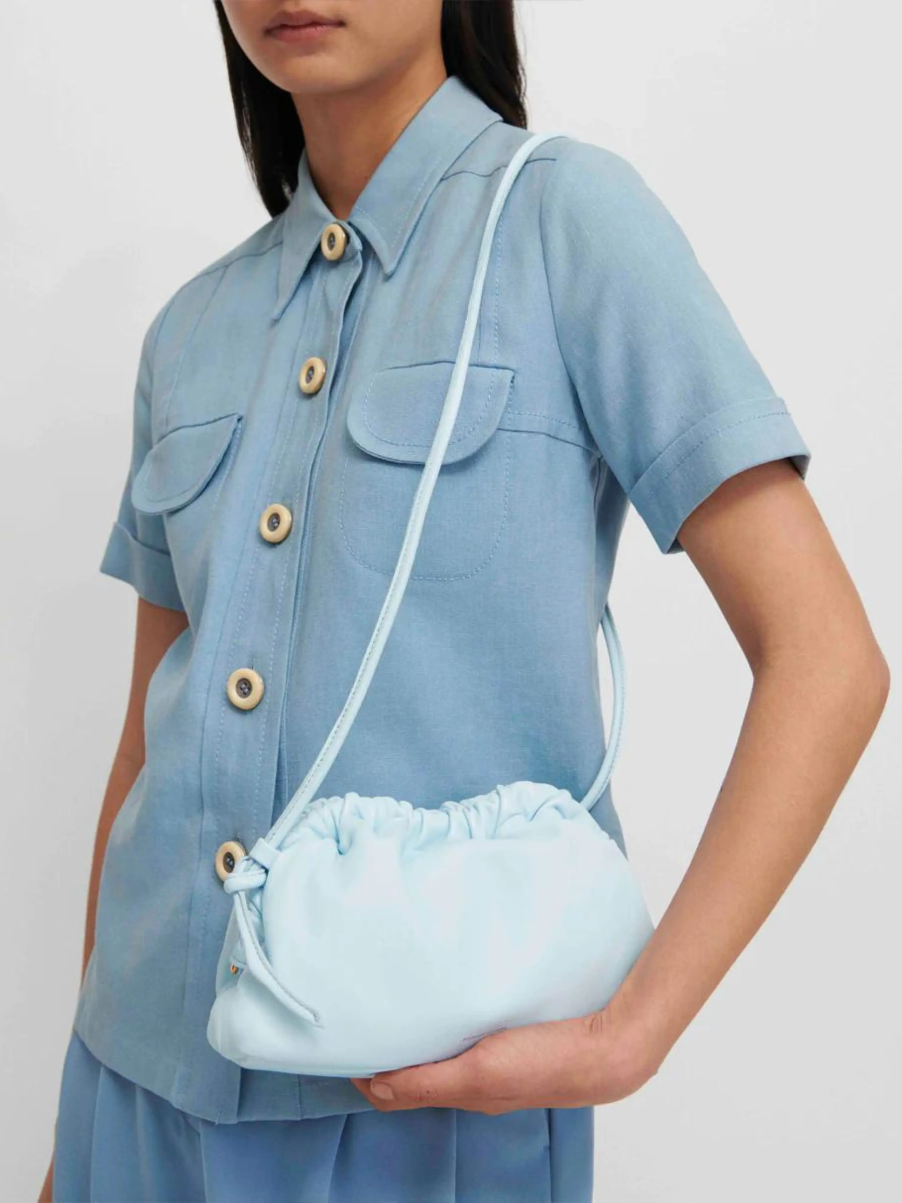 Mini Cloud Clutch in Blue Ice