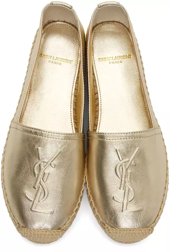 Monogram Espadrille Metal Leather, Pale Gold