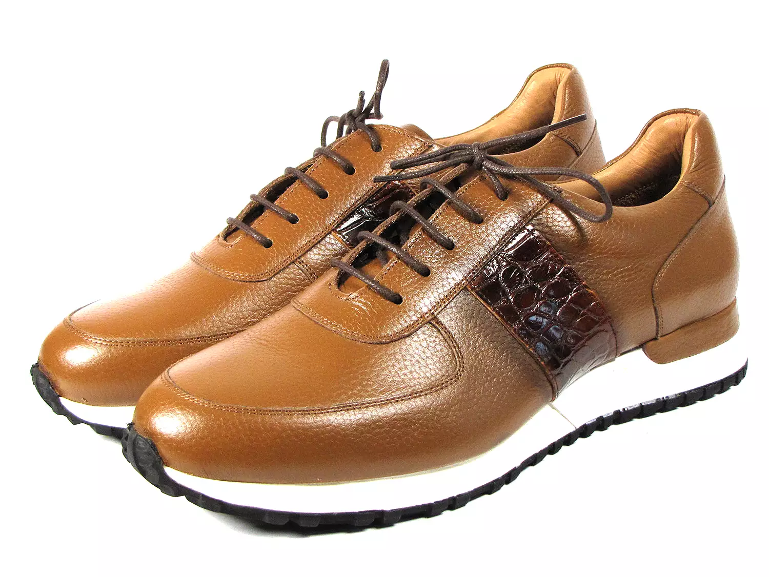 Paul Parkman Men's Cognac Floater Leather Sneakers - LP206CGN