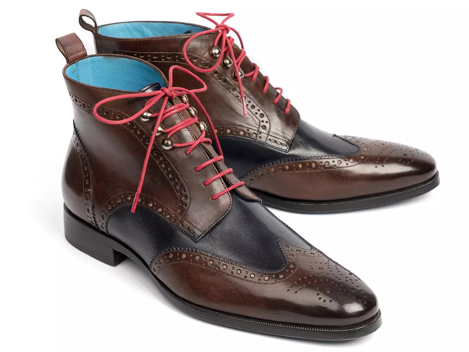 Paul Parkman Wingtip Ankle Boots Dual Tone Brown & Blue