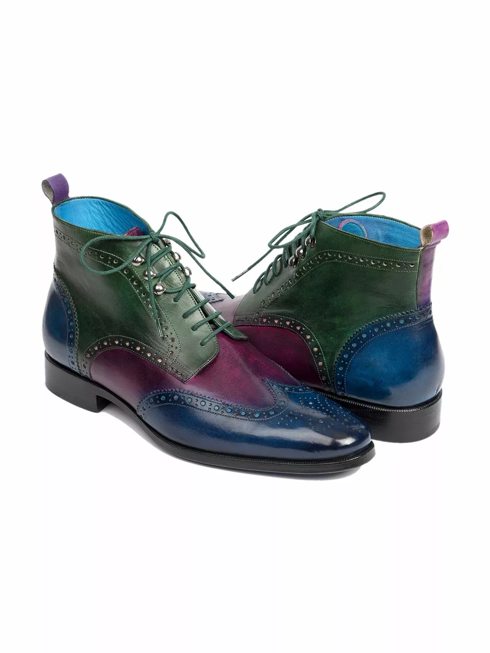 Paul Parkman Wingtip Ankle Boots Three Tone Blue Purple Green