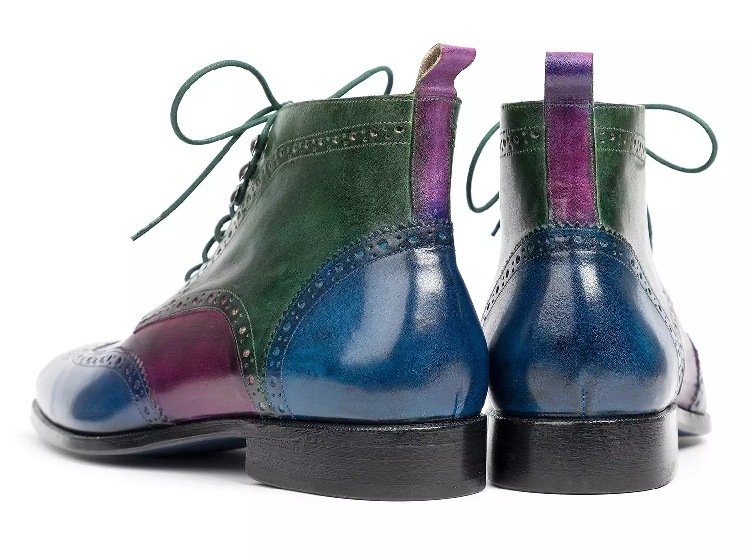 Paul Parkman Wingtip Ankle Boots Three Tone Blue Purple Green