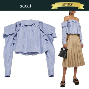 sacai  |Stripes Casual Style Long Sleeves Cotton Party Style