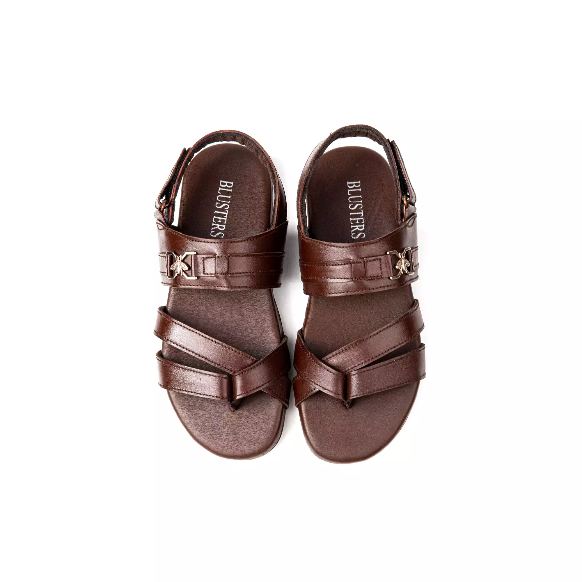 Side Buckled Leather Sandals