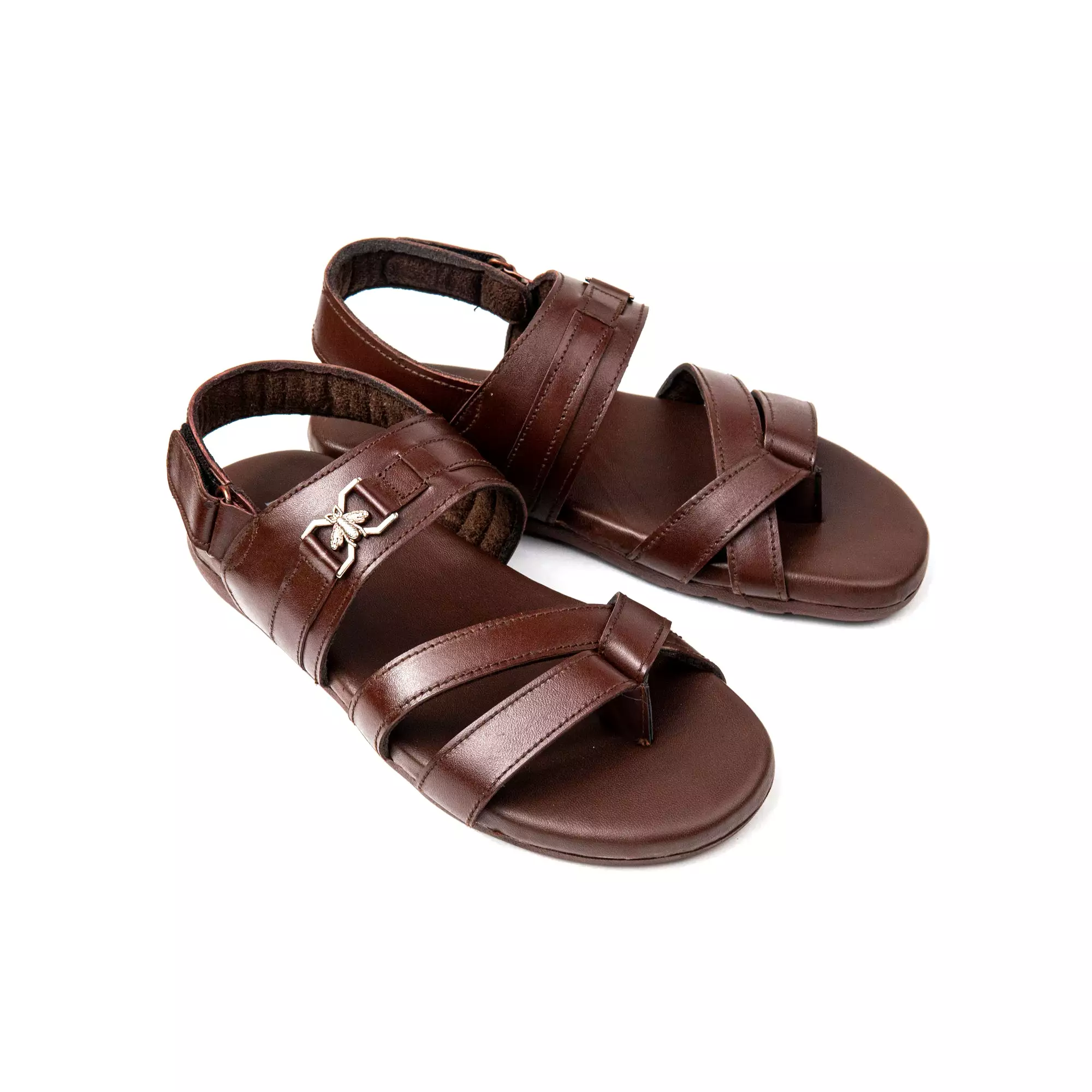 Side Buckled Leather Sandals