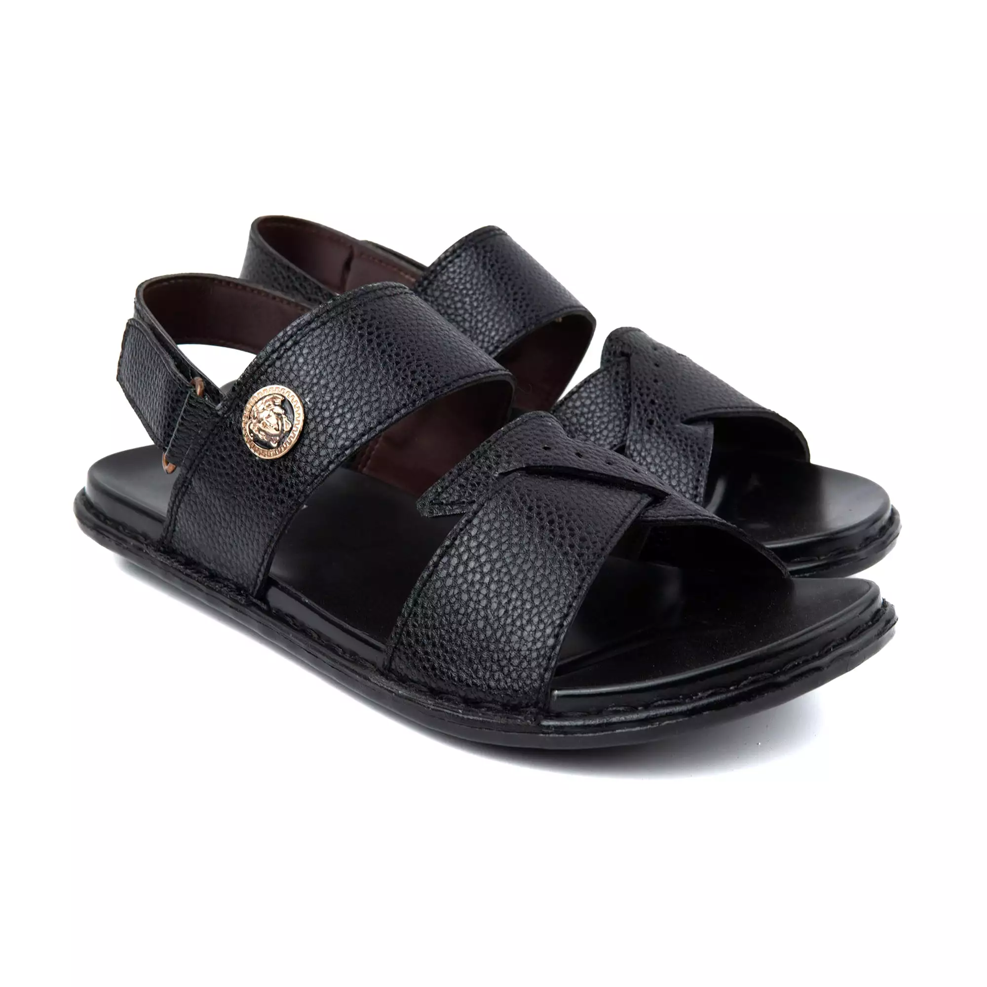 Side Buckled Men Leather Sandals