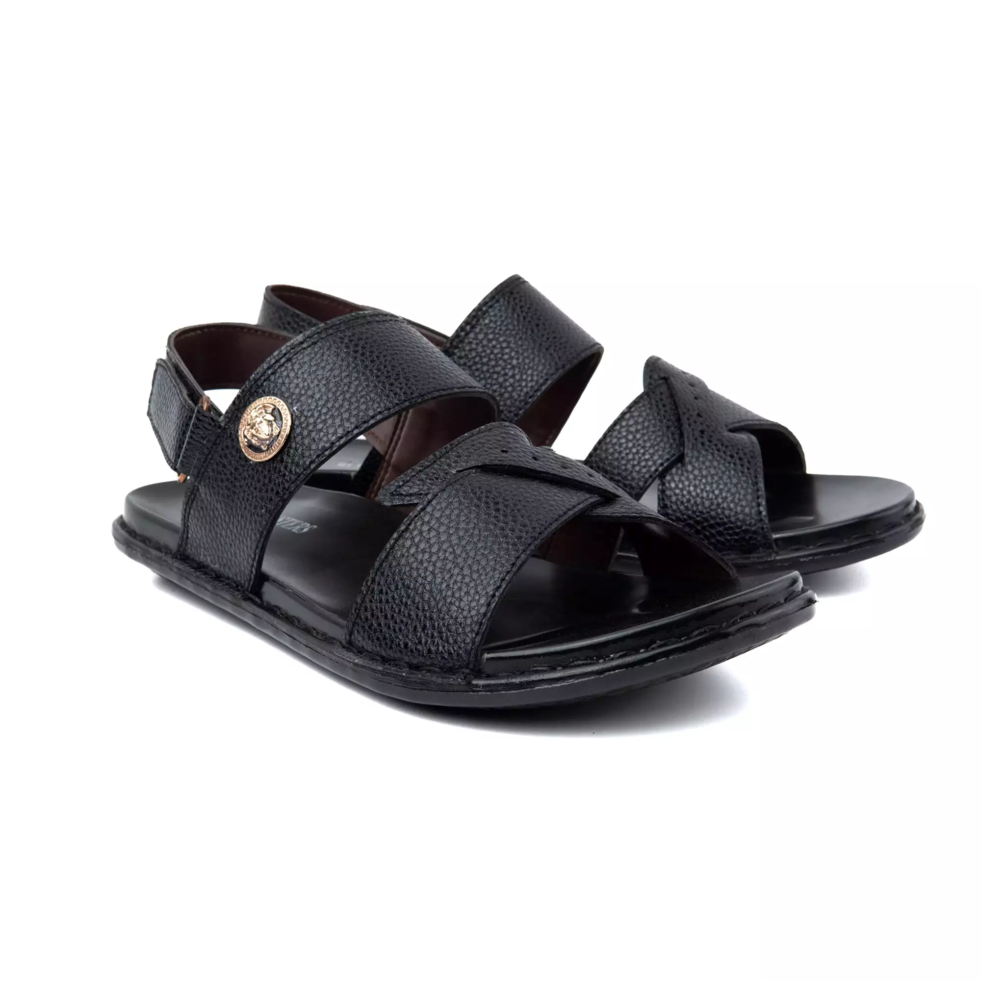 Side Buckled Men Leather Sandals