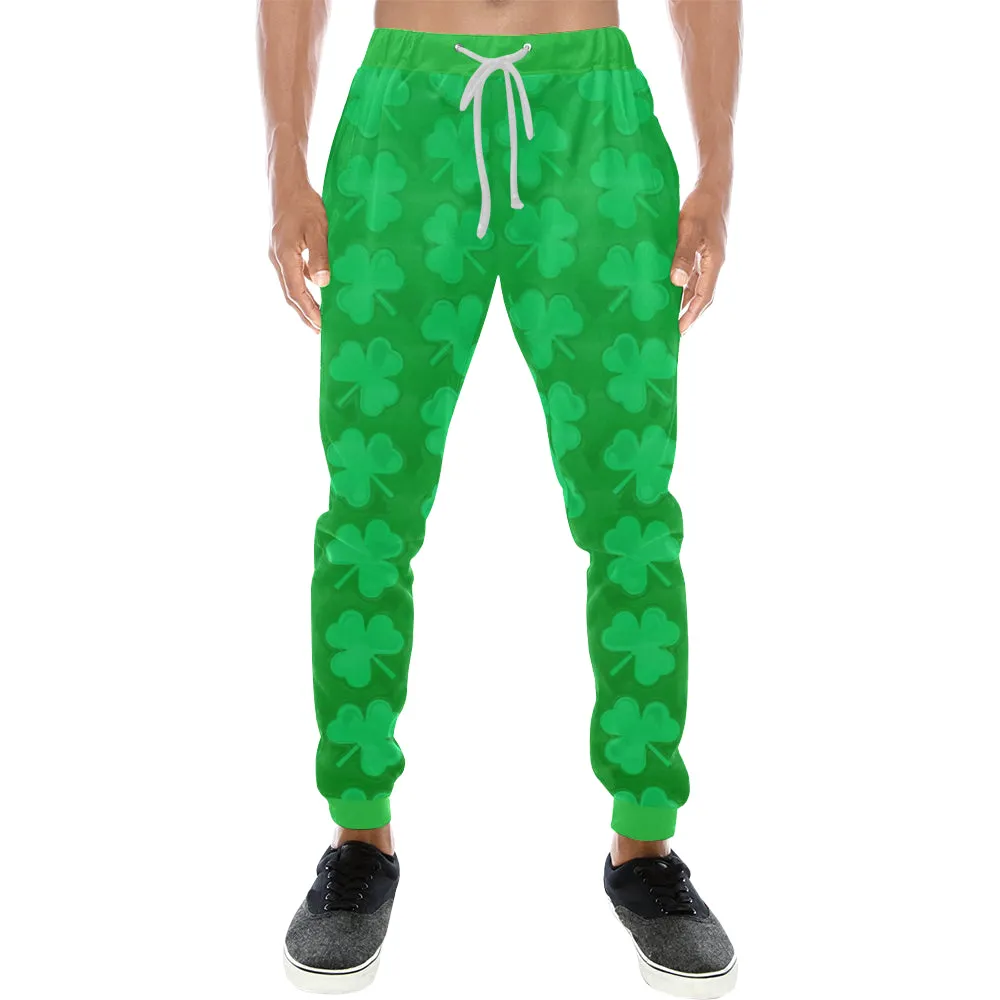 St. Patrick's Day Clovers All Over Print Light-Weight Men's Jogger Sweatpants (Non Fleece Lined)