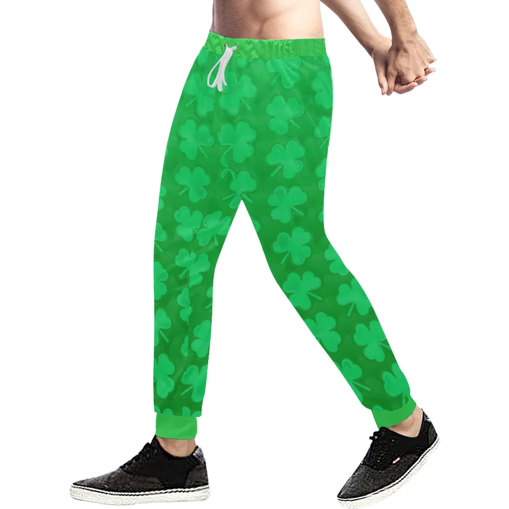 St. Patrick's Day Clovers All Over Print Light-Weight Men's Jogger Sweatpants (Non Fleece Lined)