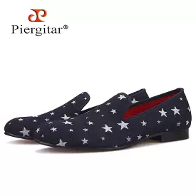 Star printed navy blue color men loafers