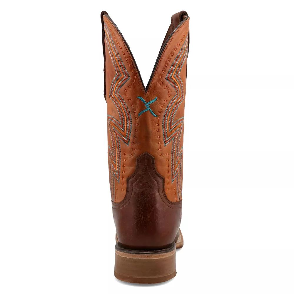 'Twisted X' Men's 12 Rancher Western Square Toe - Brunette & Pumpkin