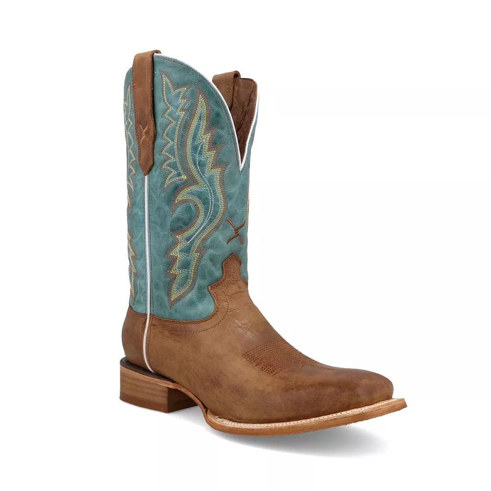 'Twisted X' Men's 12 Rancher Western Square Toe - Cashew / Blue Grass