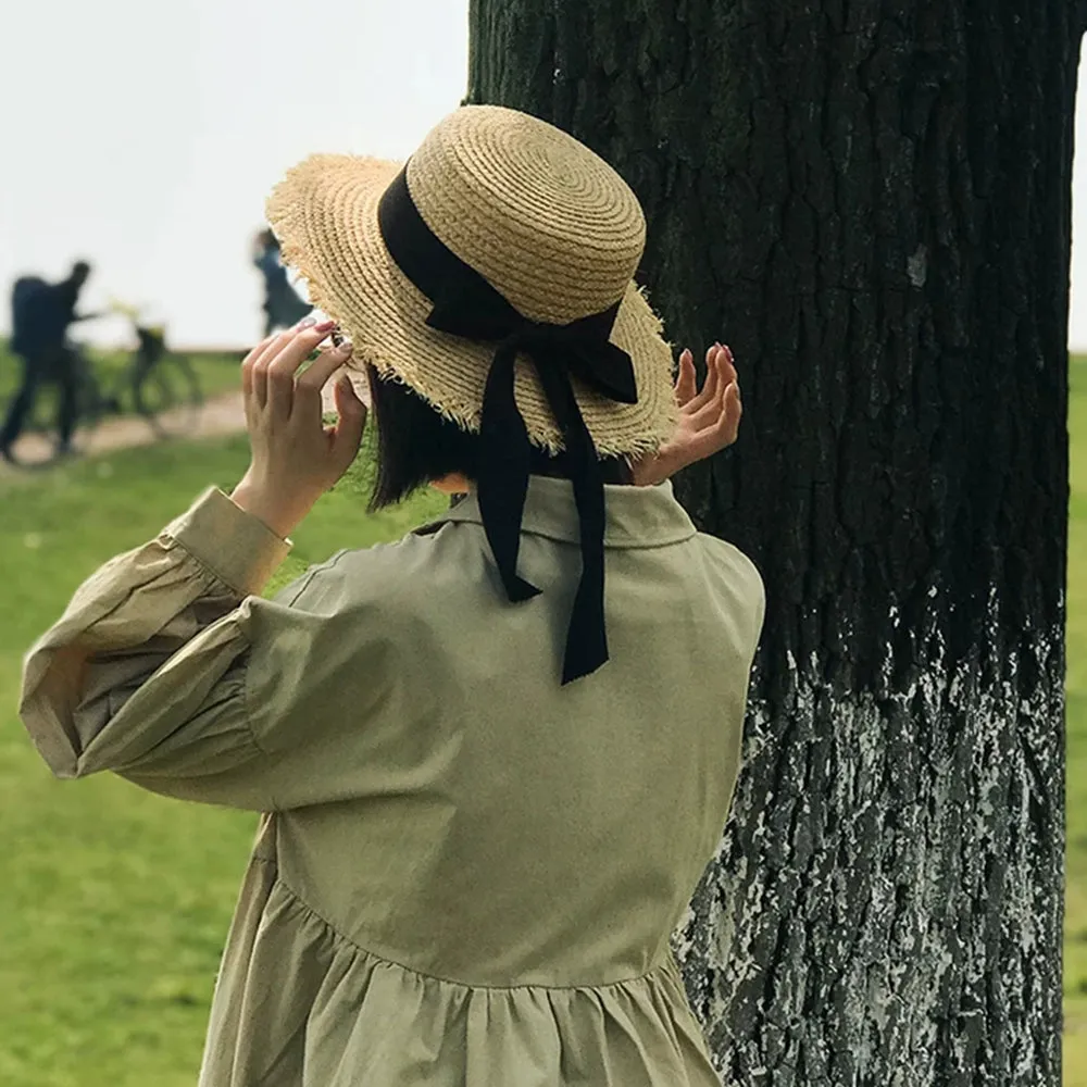 Vintage-Style Summer Boater Lolita Bow Hat