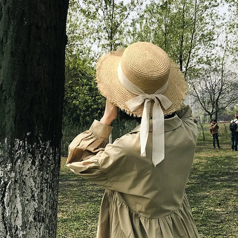 Vintage-Style Summer Boater Lolita Bow Hat