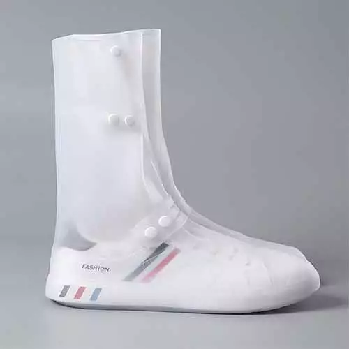 White transparent silicone shoe protection waterproof cover rain boots long summer rainy season socks protection sole slip-resis