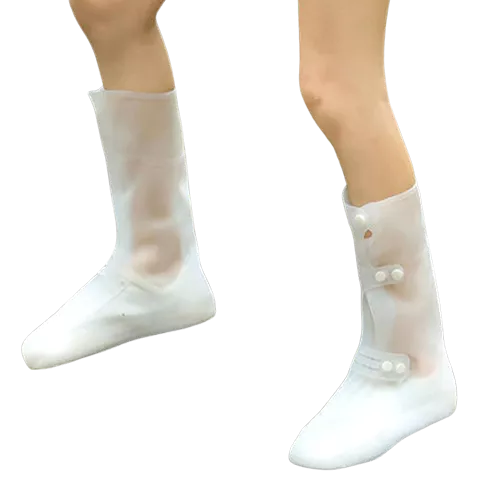 White transparent silicone shoe protection waterproof cover rain boots long summer rainy season socks protection sole slip-resis