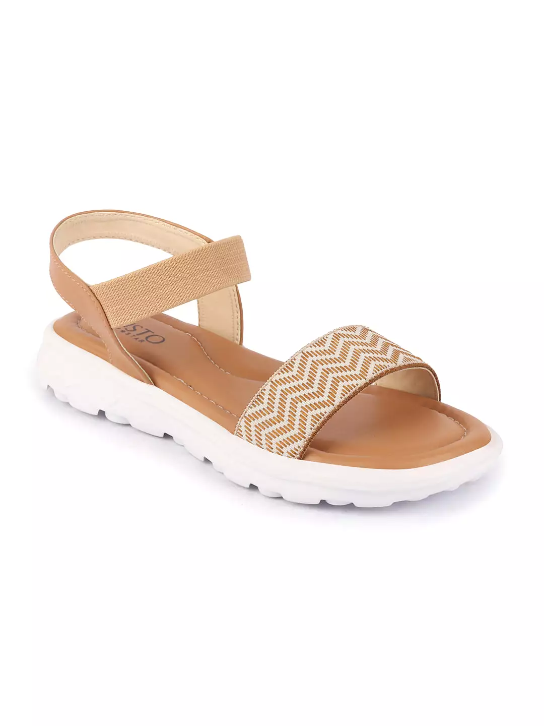 Women Beige Open Toe Fashion Stylish Day Long Comfort Slip On Wedges Sandals