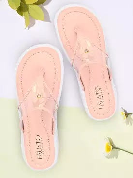 Women Pink Casual Party Beach Fashion Stylish Floral Design Thong Flats Wedges Slipper