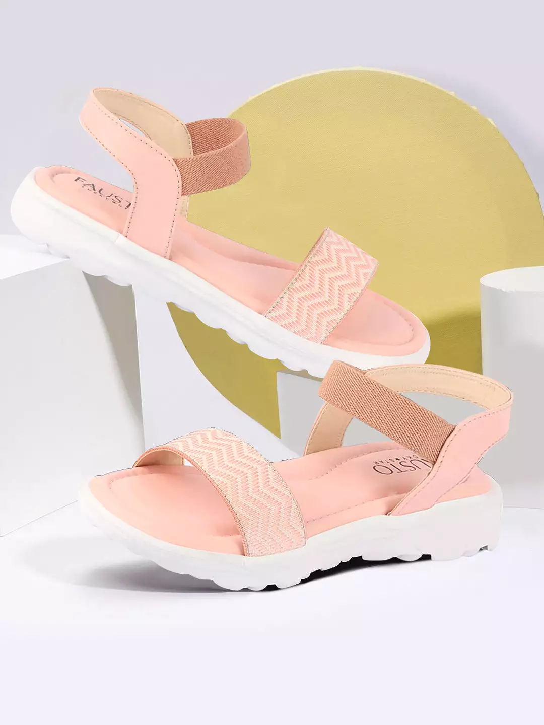 Women Pink Open Toe Fashion Stylish Day Long Comfort Slip On Wedges Sandals