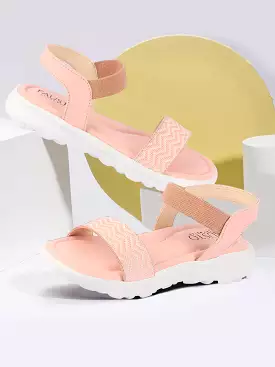 Women Pink Open Toe Fashion Stylish Day Long Comfort Slip On Wedges Sandals