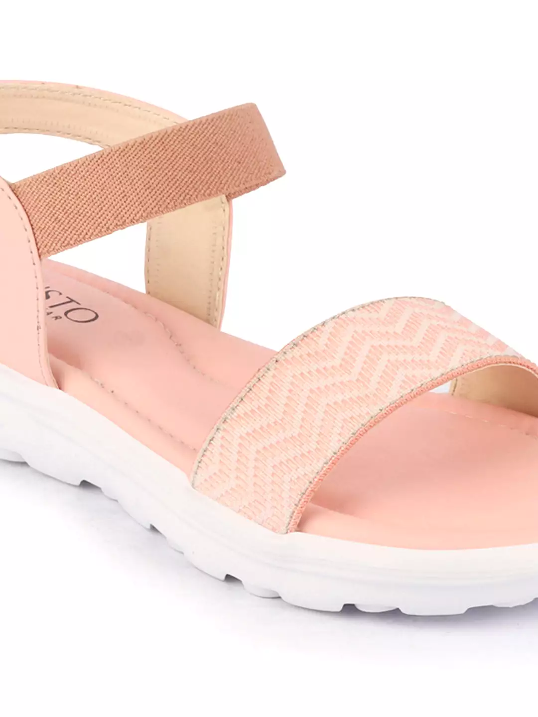 Women Pink Open Toe Fashion Stylish Day Long Comfort Slip On Wedges Sandals