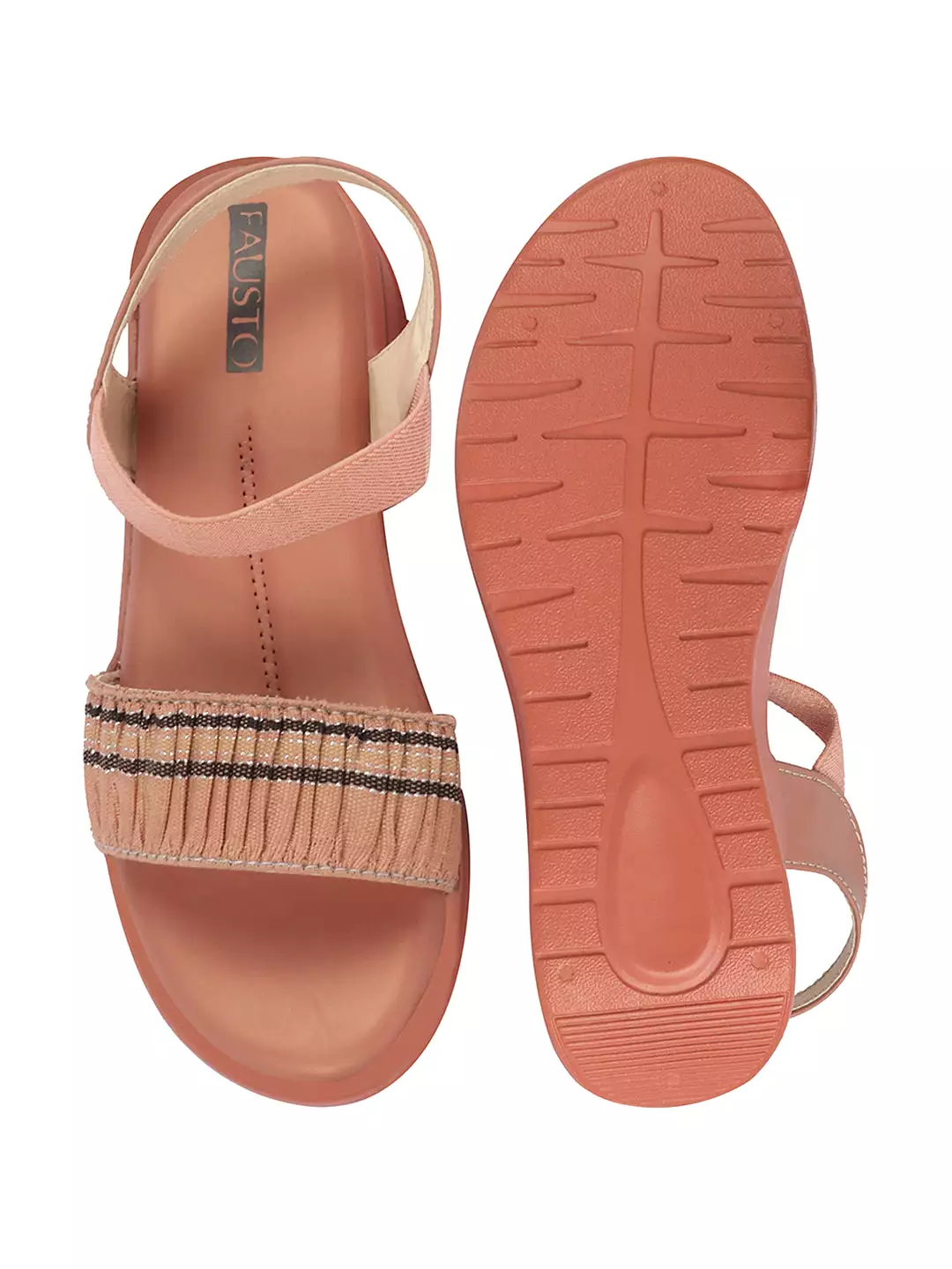 Women Pink Open Toe Multi Color Strap Platform Woven Design Slip On Sandals