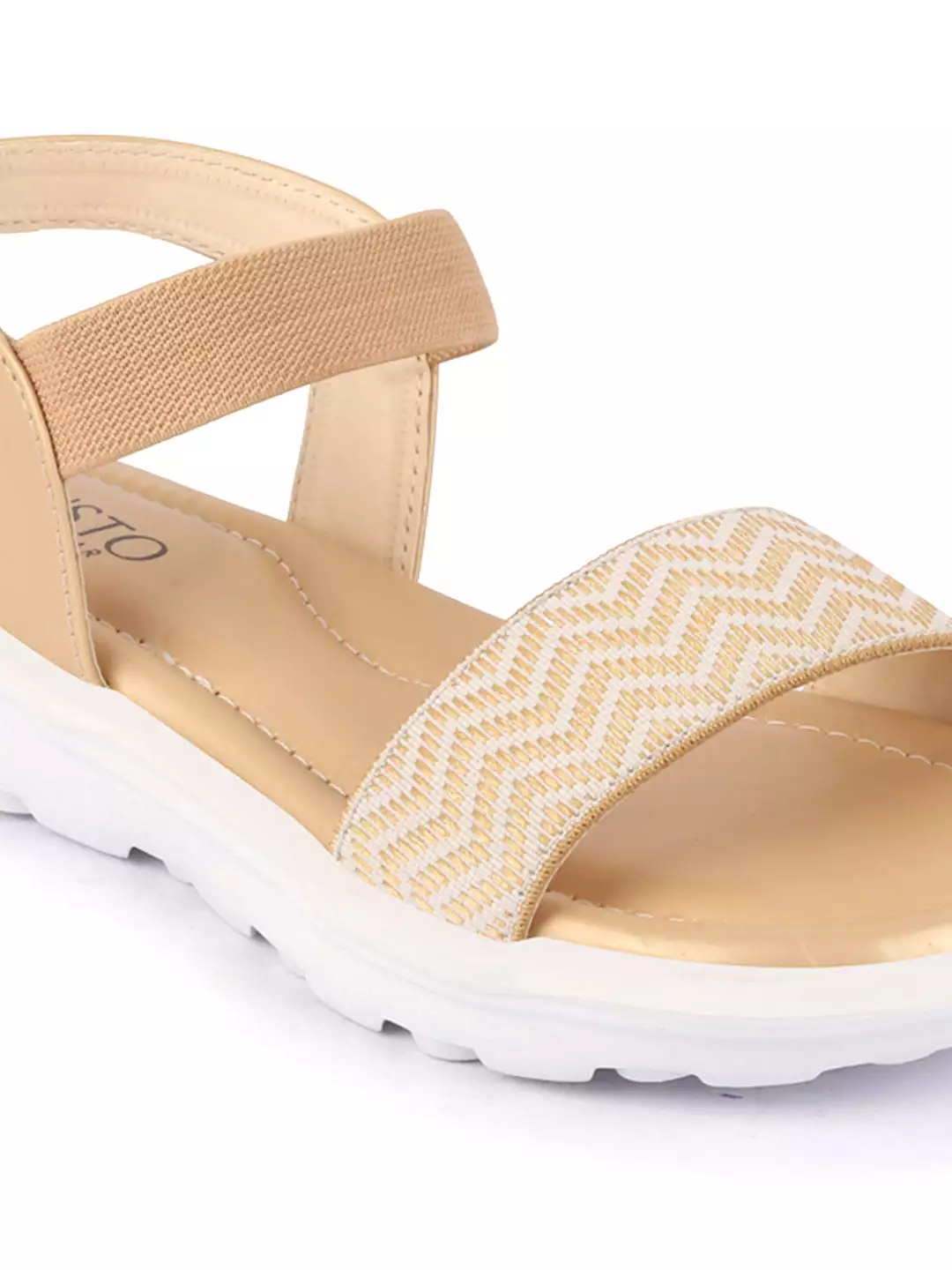 Women Tan Open Toe Fashion Stylish Day Long Comfort Slip On Wedges Sandals