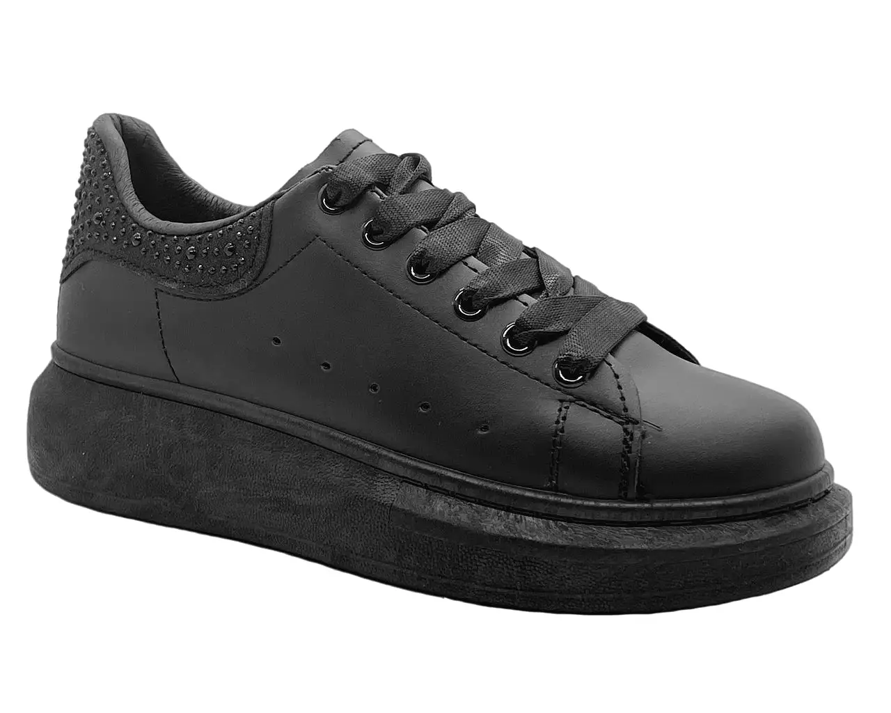 Women's Crystal Chunky Sole Lace Up Trainers