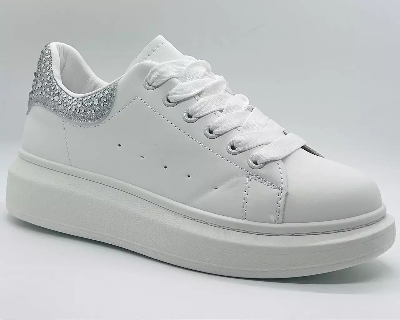 Women's Crystal Chunky Sole Lace Up Trainers