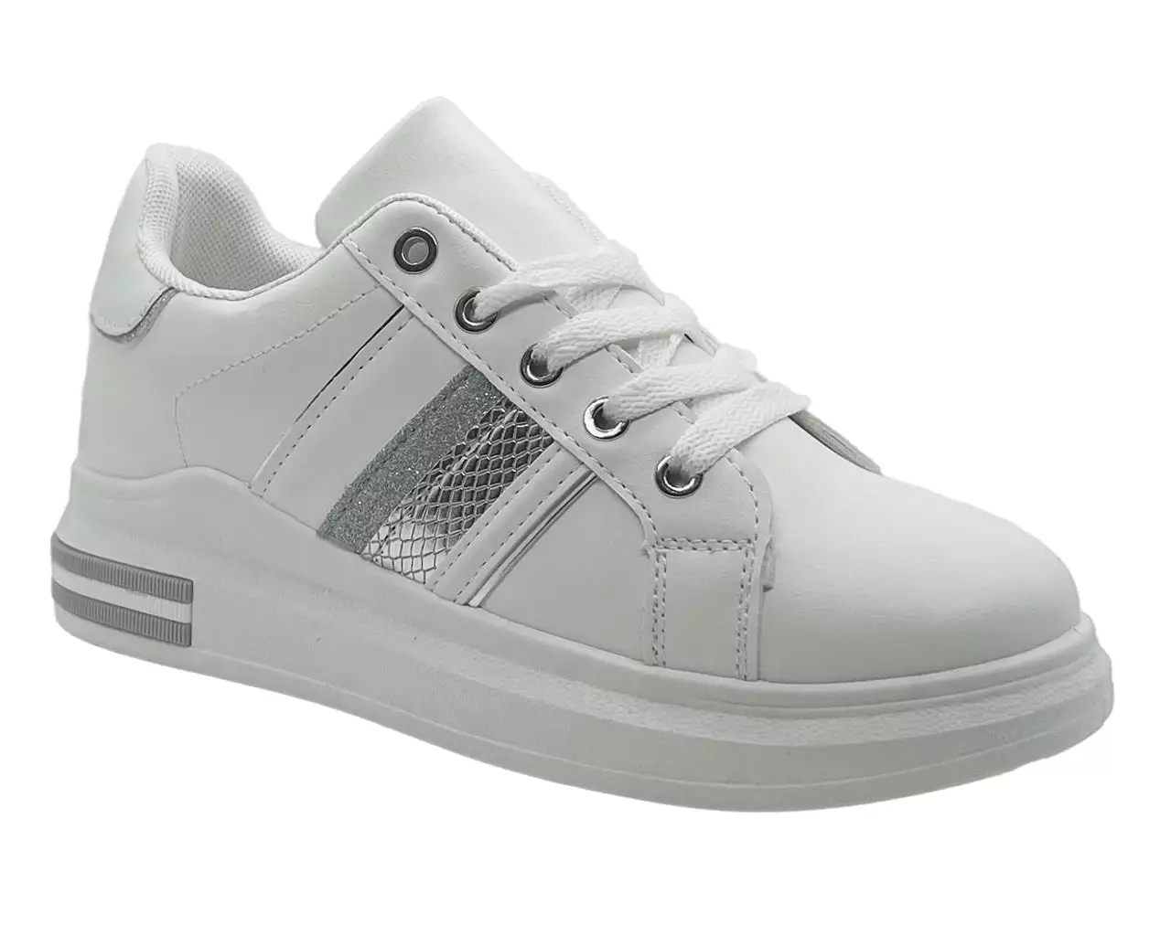 Women's Faux Leather Lace Up Trainers