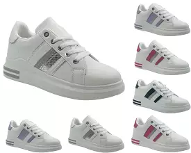 Women's Faux Leather Lace Up Trainers