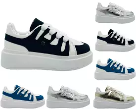 Women's Platform Colourblock Lace Up Trainers