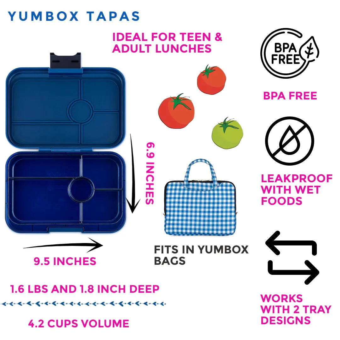 Yumbox Tapas with 5 Compartment Clear Blue Color Tray