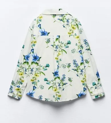 ZARA  |Flower Patterns Casual Style Long Sleeves Cotton