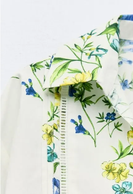 ZARA  |Flower Patterns Casual Style Long Sleeves Cotton